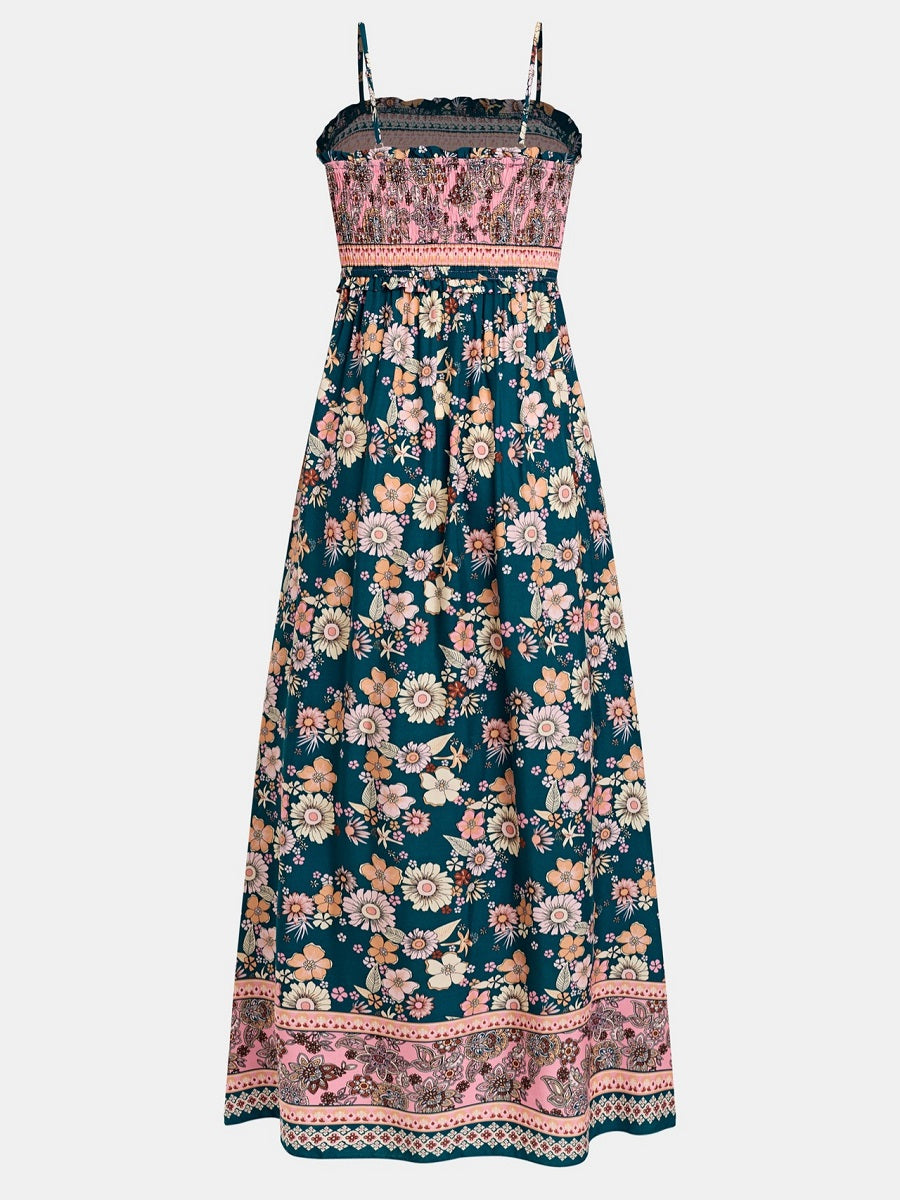 Vintage Floral Spaghetti Strap Maxi Dress – Summer Vacation Sundress (S-XL Sizes)